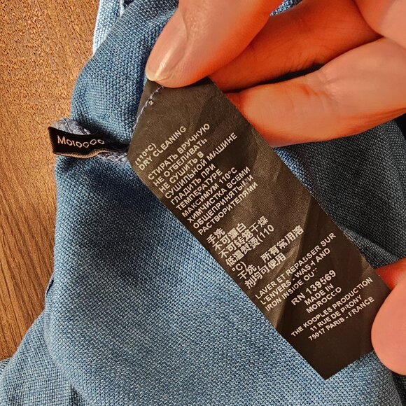 The Kooples Lyocell Western Turquoise Button Down Shirt, 2 (XS), Blue - Picture 11 of 11